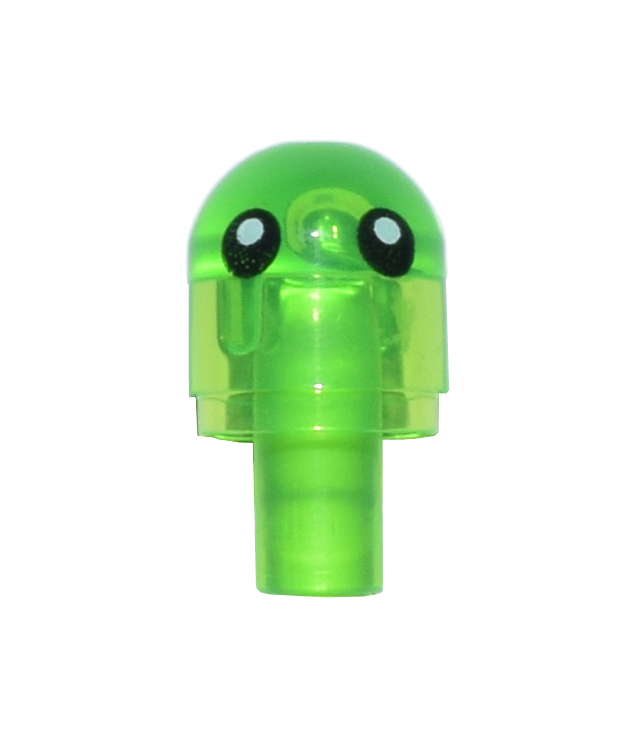 LEGO - Staaf met lampkap (gloeilamp) / Bionicle Barraki-oog met zwarte ogen en witte pupillen (Z-Blob) - Trans-Bright Green | N