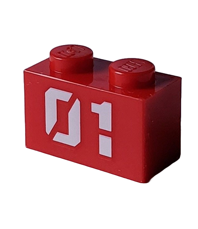 LEGO - Steen 1 x 2 met witte '01'-opdruk - Red | N