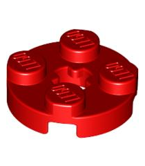 LEGO - Plaat, rond 2 x 2 met as-gat - Red | N - Thumbnail