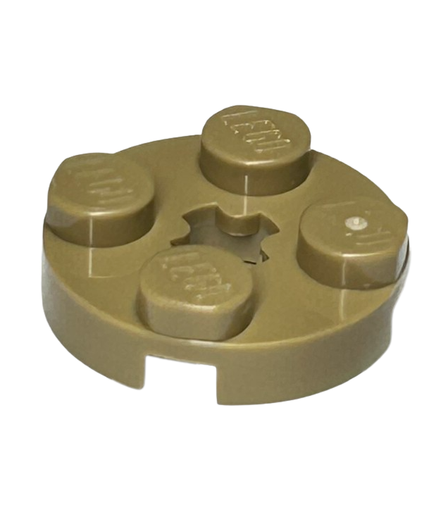 LEGO - Plaat, rond 2 x 2 met as-gat - Dark Tan | N
