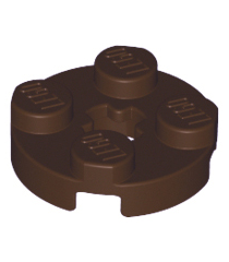 LEGO - Plaat, rond 2 x 2 met as-gat - Dark Brown | N - Thumbnail