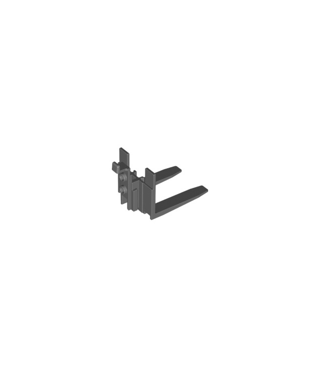 LEGO - Voertuig, heftruck brede vorken verstevigd met rubberen riemhouder - Dark Bluish Gray | N