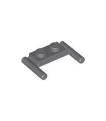 LEGO - Plaat, gemodificeerd 1 x 2 met staaf-handgrepen – platte uiteinden, lage bevestiging - Dark Bluish Gray | N - Thumbnail