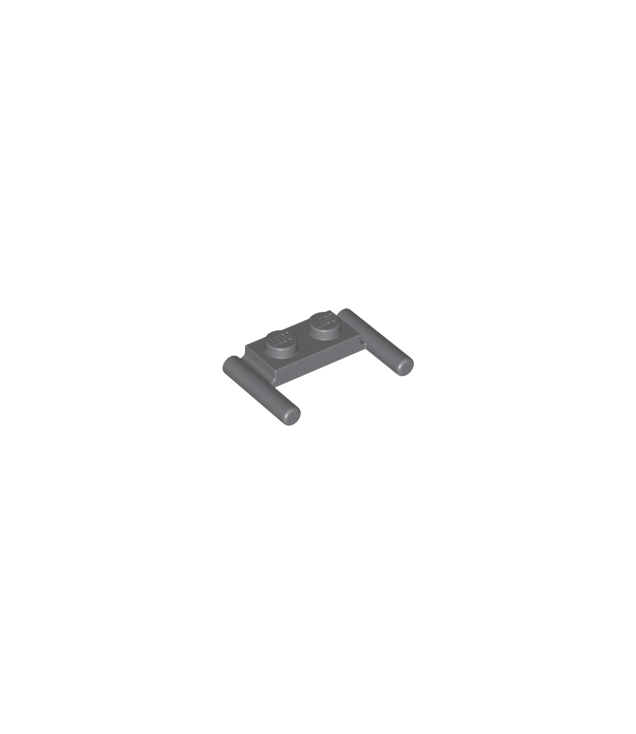 LEGO - Plaat, gemodificeerd 1 x 2 met staaf-handgrepen – platte uiteinden, lage bevestiging - Dark Bluish Gray | N