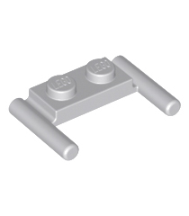 LEGO - Plaat, gemodificeerd 1 x 2 met staaf-handgrepen – platte uiteinden, lage bevestiging - Light Bluish Gray | N - Thumbnail