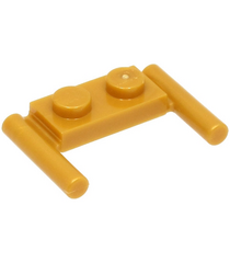LEGO - Plaat, gemodificeerd 1 x 2 met staaf-handgrepen – platte uiteinden, lage bevestiging - Pearl Gold | N - Thumbnail