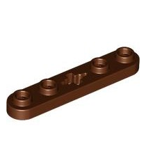 LEGO - Technic, plaat 1 x 5 met gladde uiteinden, 4 noppen en centraal as-gat - Reddish Brown | N - Thumbnail