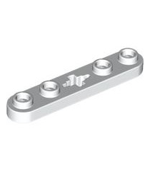 LEGO - Technic, plaat 1 x 5 met gladde uiteinden, 4 noppen en centraal as-gat - White | N - Thumbnail