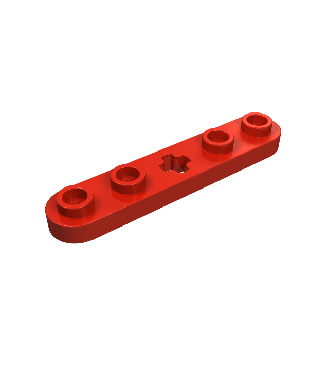 LEGO - Technic, plaat 1 x 5 met gladde uiteinden, 4 noppen en centraal as-gat - Red | N