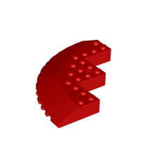LEGO - Steen, ronde hoek 10 x 10 met helling 33-rand, as-gat en facetuitsparing - Red | N - Thumbnail