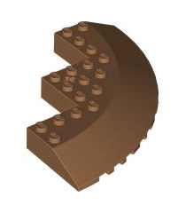 LEGO - Steen, ronde hoek 10 x 10 met helling 33-rand, as-gat en facetuitsparing - Medium Nougat | N - Thumbnail
