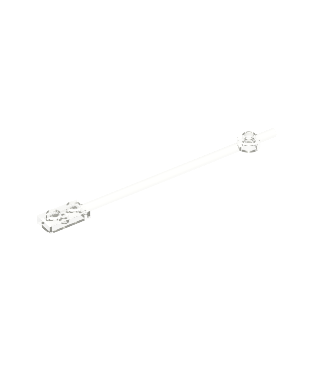 LEGO - Staaf 12L met 1 x 2 plaatuiteinde met massieve noppen en 1 x 1 ronde plaat aan andere kant - Trans-Clear | N