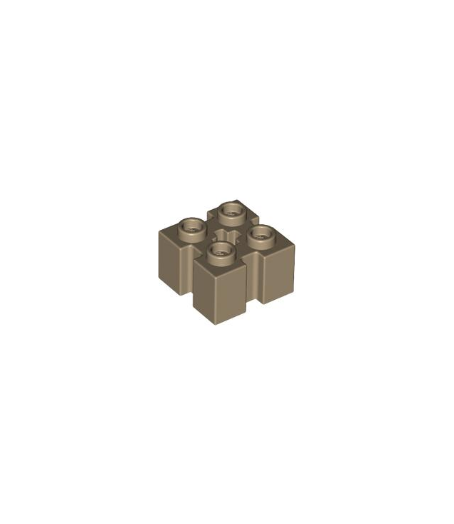 LEGO - Steen, gemodificeerd 2 x 2 met sleuven en as-gat - Dark Tan | N