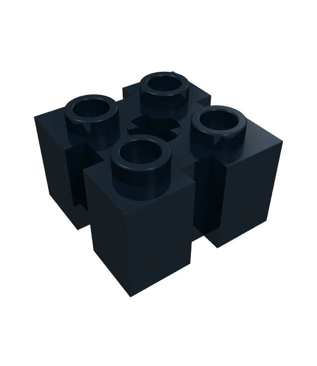 LEGO - Steen, gemodificeerd 2 x 2 met sleuven en as-gat - Black | N