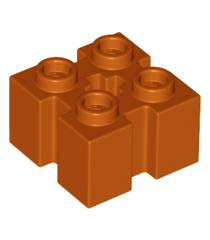 LEGO - Steen, gemodificeerd 2 x 2 met sleuven en as-gat - Dark Orange | N - Thumbnail