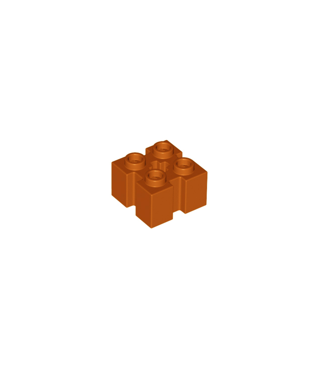 LEGO - Steen, gemodificeerd 2 x 2 met sleuven en as-gat - Dark Orange | N