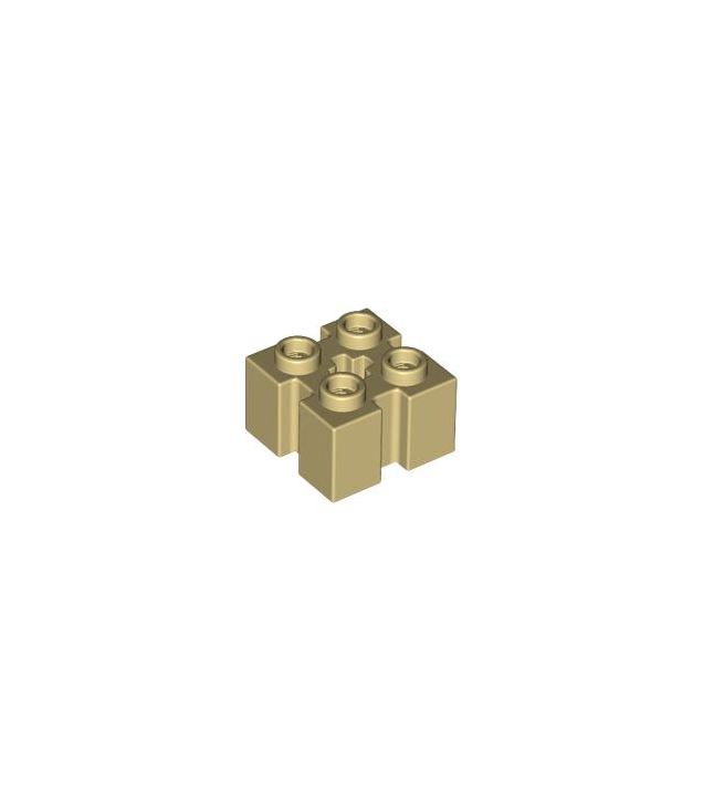 LEGO - Steen, gemodificeerd 2 x 2 met sleuven en as-gat - Tan | N