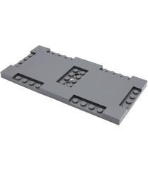 LEGO - Steen, gemodificeerd 8 x 16 x 2/3 met 1 x 4- en 2 x 4-inkepingen - Dark Bluish Gray | N - Thumbnail