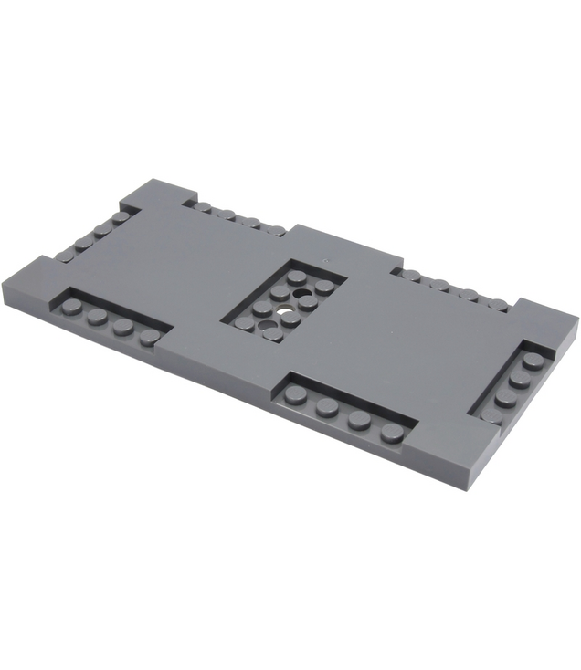 LEGO - Steen, gemodificeerd 8 x 16 x 2/3 met 1 x 4- en 2 x 4-inkepingen - Dark Bluish Gray | N
