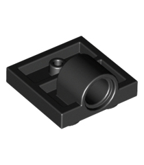 LEGO - Plaat, gemodificeerd 2 x 2 met pen­gat – volledige kruissteun aan onderzijde - Black | N - Thumbnail