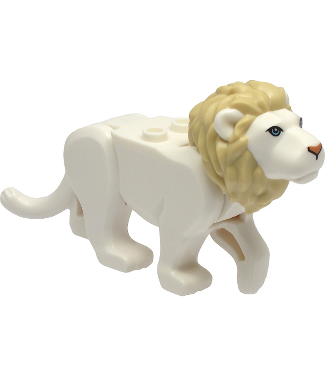LEGO - Kat, groot (leeuw) met zandkleurige manen, lichtblauwe ogen en nougatkleurige neus - White | N
