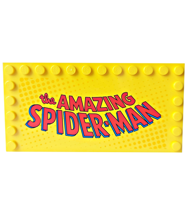 LEGO - Tegel, gemodificeerd 6 x 12 met noppen aan randen met 'The Amazing Spider-Man'-opdruk - Yellow | N