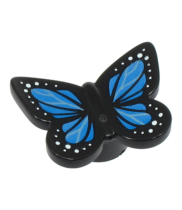 LEGO - Vlinder met nophouder, blauwe vleugels met witte stippen - Black | N