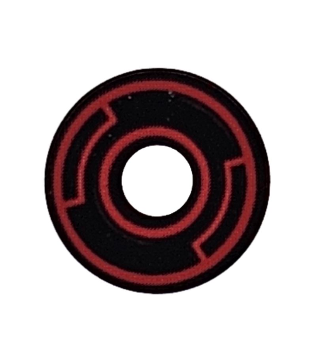 LEGO - Tegel, rond 2 x 2 met gat met rode concentrische cirkels en inzetpatroon - Black | N