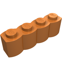 LEGO - Steen, gemodificeerd 1 x 4 met houtprofiel - Medium Nougat | N - Thumbnail
