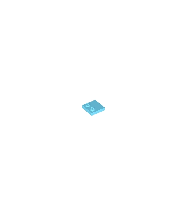 LEGO - Tegel, gemodificeerd 2 x 2 met noppen aan rand - Medium Azure | N