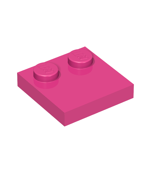 LEGO - Tegel, gemodificeerd 2 x 2 met noppen aan rand - Dark Pink | N