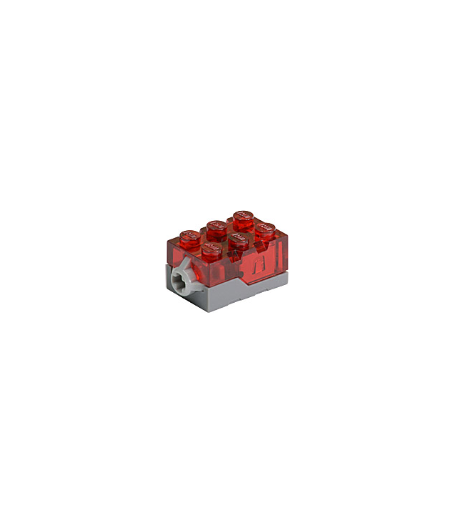 LEGO - Elektrisch, lichtsteen 2 x 3 x 1 1/3 met transparant rood bovenstuk en rode LED-verlichting - Dark Bluish Gray | N