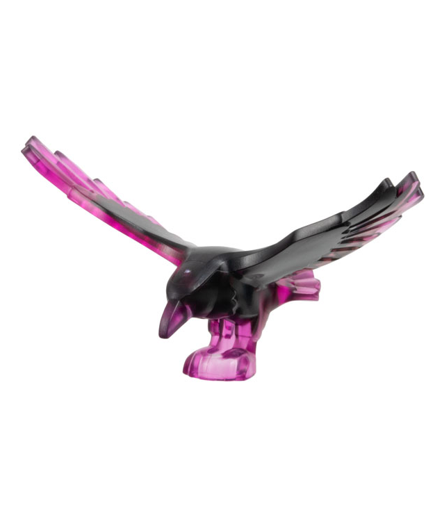 LEGO - Vogel, raaf met gespreide vleugels en gemarmerd zwart patroon - Trans-Dark Pink | N