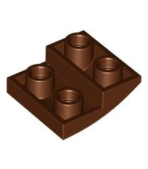 LEGO - Helling, gebogen 2 x 2 x 2/3 omgekeerd - Reddish Brown | N - Thumbnail