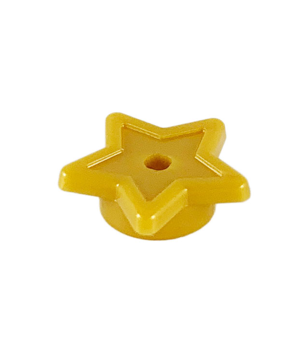 LEGO - Plaat, rond 1 x 1 met ster en klein pen-gat - Pearl Gold | N