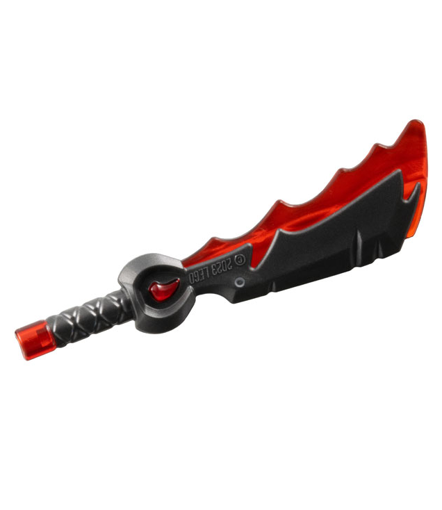 LEGO - Minifiguur-wapen, zwaard met transparant rode pommel, edelsteen in greep en scherpe rand - Pearl Dark Gray | N