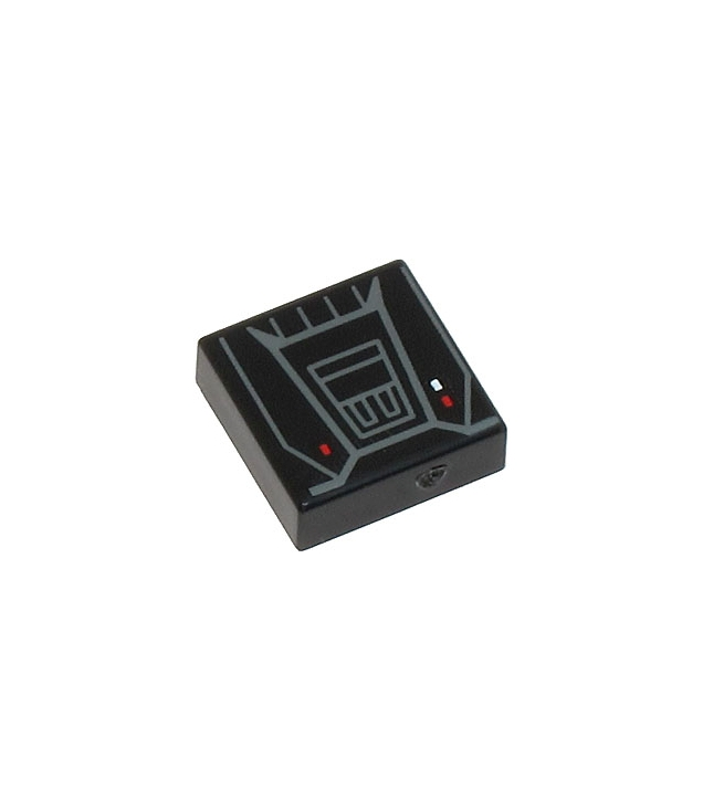 LEGO - Tegel 1 x 1 met Star Wars Moff Gideon-jetpack met donkerblauwgrijze lijnen, trapezia en rood-witte rechthoeken - Black | N