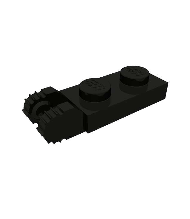 LEGO - Scharnierplaat 1 x 2 vergrendelend met 2 vingers aan uiteinde, 7 tandjes zonder ondergroef (54657) - Black | N