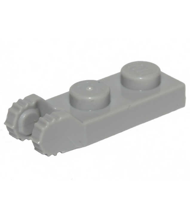LEGO - Scharnierplaat 1 x 2 vergrendelend met 2 vingers aan uiteinde, 7 tandjes zonder ondergroef (54657) - Light Bluish Gray | N