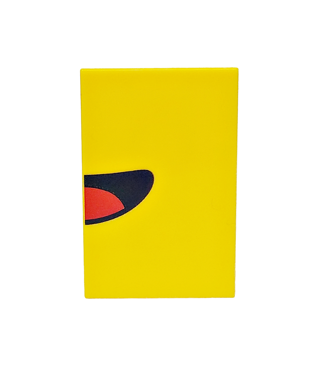 LEGO - Tegel 2 x 3 met zwarte open mond met rode tong aan linkerzijde - Yellow | N