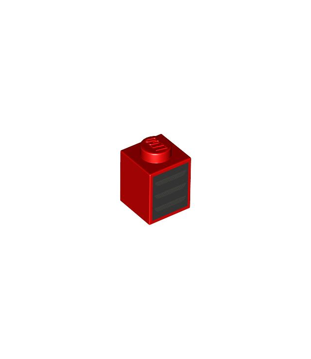 LEGO - Steen 1 x 1 met donkerzilveren rooster / luchtopeningen op zwarte achtergrond - Red | N