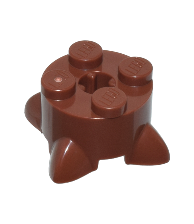 LEGO - Steen, rond 2 x 2 met 4 wortel-/pootvormige uitsteeksels en as-gat - Reddish Brown | N