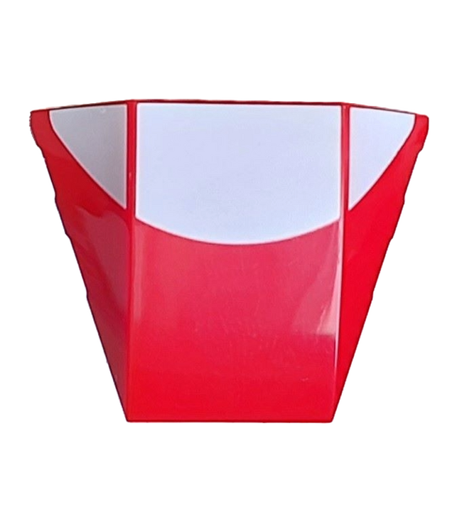 LEGO - Wig 4 x 3 drievoudig gebogen zonder noppen met witte halve cirkel van zijde tot zijde - Red | N