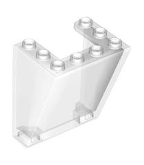 LEGO - Voorruit 3 x 4 x 4 omgekeerd met afgeronde bovenzijde en uitgesneden onderhoeken - Trans-Clear | N - Thumbnail