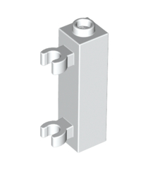 LEGO - Steen, gemodificeerd 1 x 1 x 3 met 2 klemmen (verticale greep) – holle nop - White | N - Thumbnail