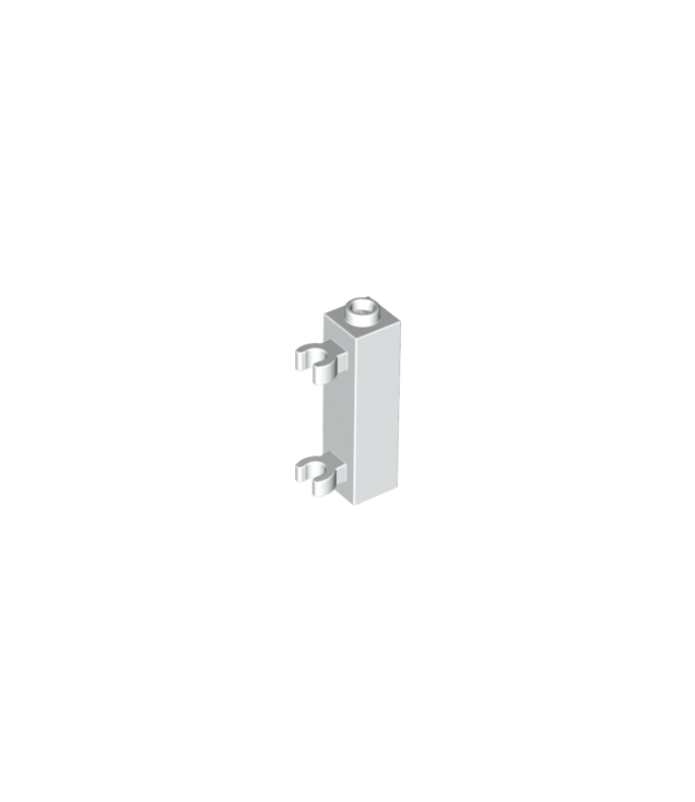 LEGO - Steen, gemodificeerd 1 x 1 x 3 met 2 klemmen (verticale greep) – holle nop - White | N