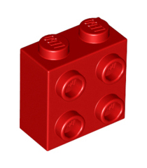 LEGO - Steen, gemodificeerd 1 x 2 x 1 2/3 met noppen aan zijkant - Red | N - Thumbnail