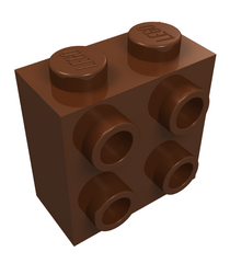 LEGO - Steen, gemodificeerd 1 x 2 x 1 2/3 met noppen aan zijkant - Reddish Brown | N - Thumbnail