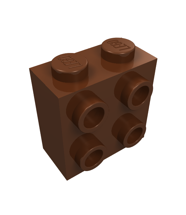 LEGO - Steen, gemodificeerd 1 x 2 x 1 2/3 met noppen aan zijkant - Reddish Brown | N