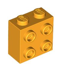 LEGO - Steen, gemodificeerd 1 x 2 x 1 2/3 met noppen aan zijkant - Bright Light Orange | N - Thumbnail